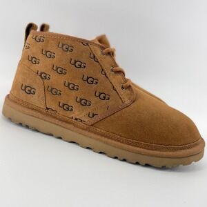 UGG Neumel Graphic Women 12 Chestnut Suede Logo Chukka Boots 1129211